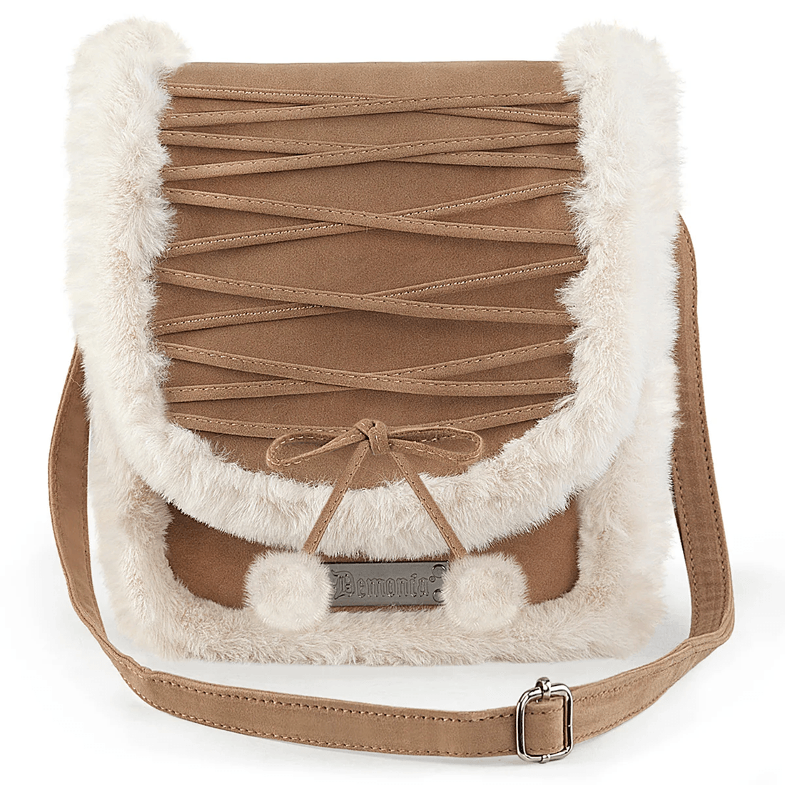 Demonia Cult Demonia Faux Fur Crossbody Bag Camel