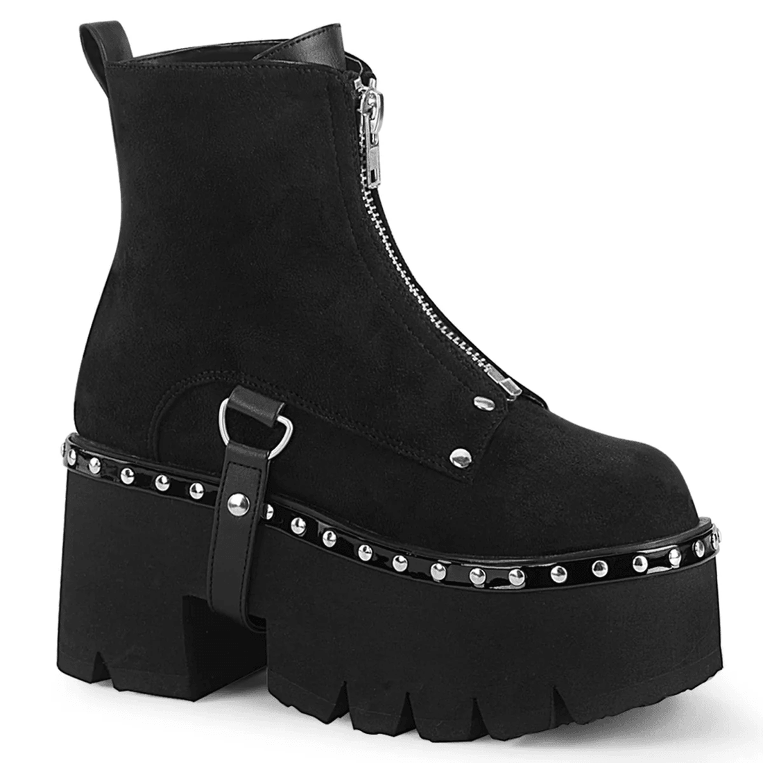 Demonia Cult Ashes-100 Black Vegan Suede