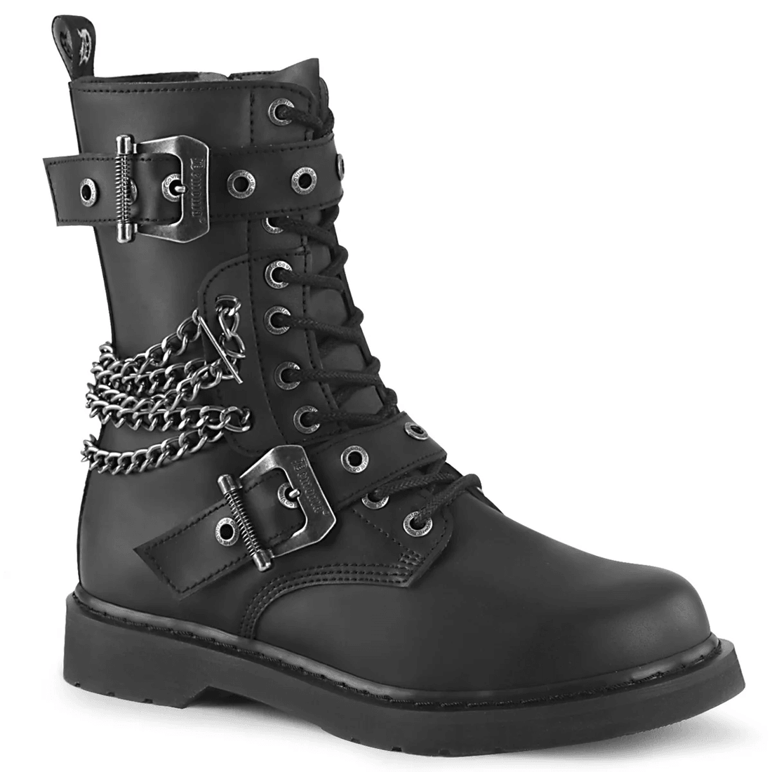 Demonia Cult Bolt-250 Schwarzes Veganes Leder