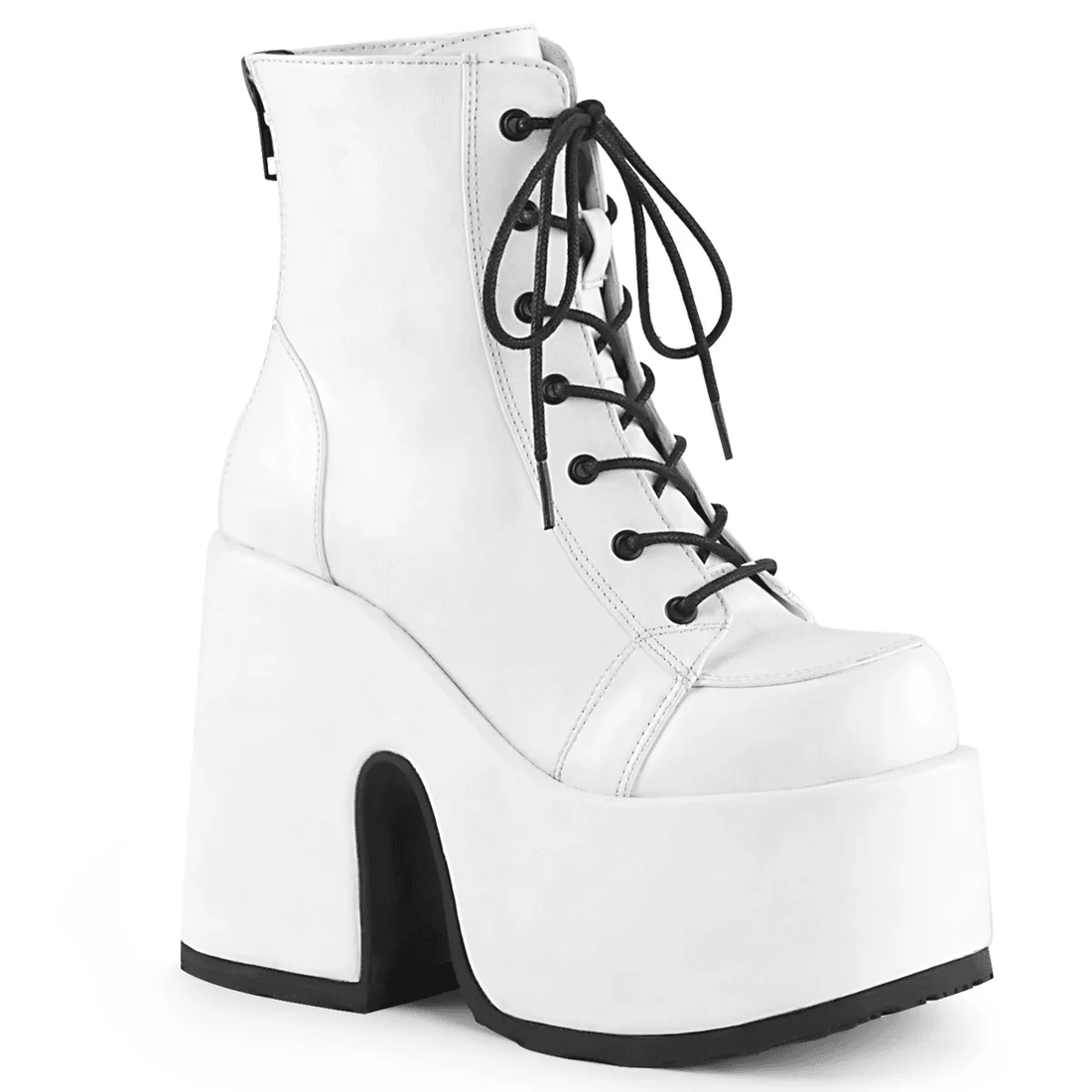 Demonia Cult Camel-203 White Vegan Leather