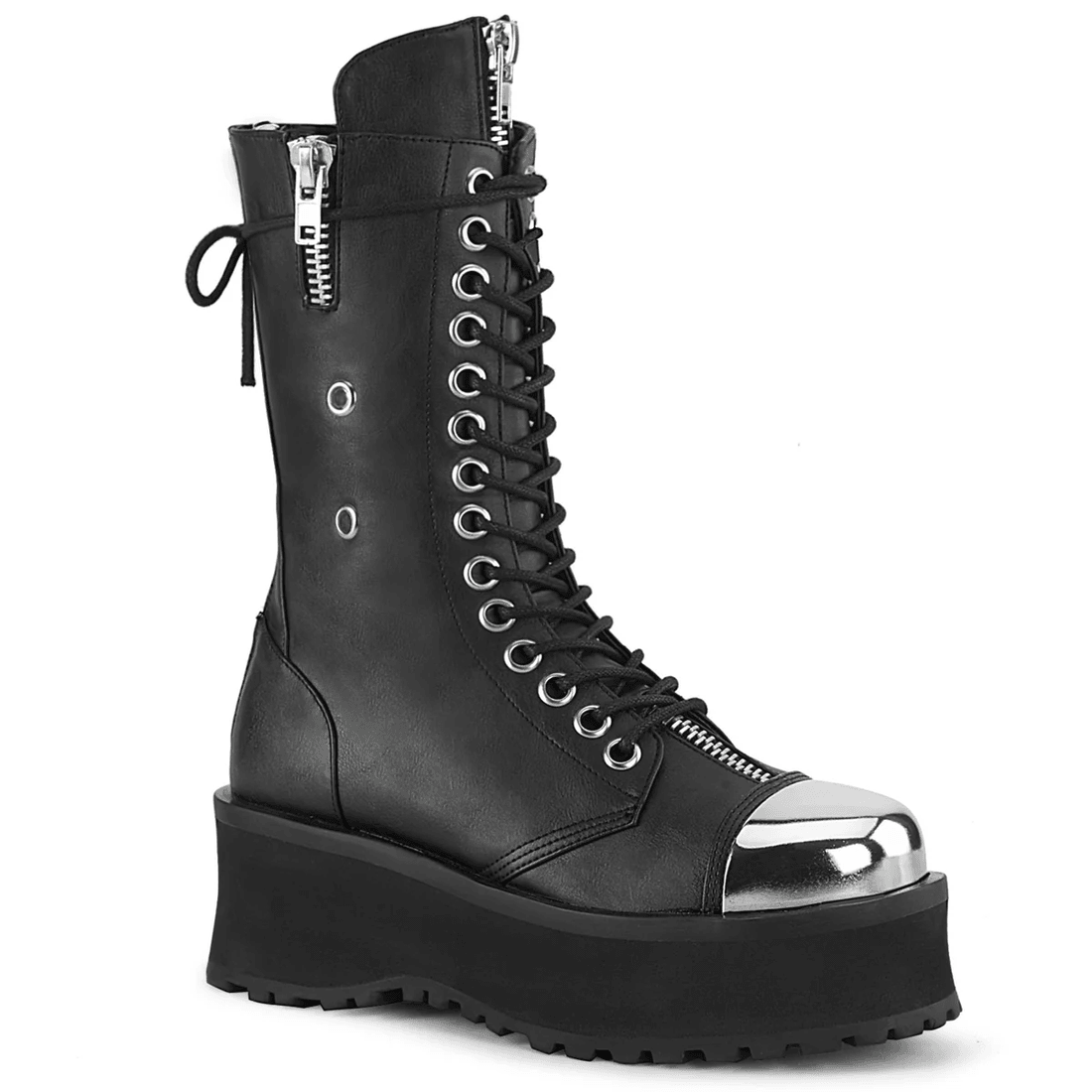 Demonia Cult Fossoyeur-14 Cuir Vegan Noir