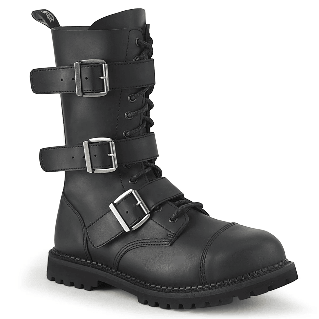Demonia Cult Riot-12BK Black Vegan Leather