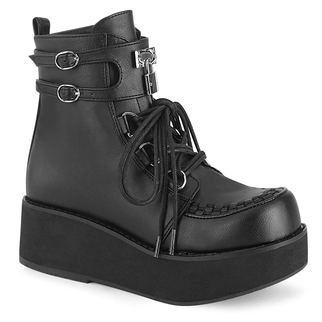 Demonia Cult Sprite-70 Black Vegan Leather