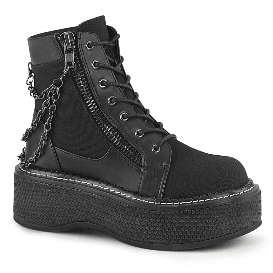 Demonia Cult Emily-114 Black Canvas-Vegan Leather