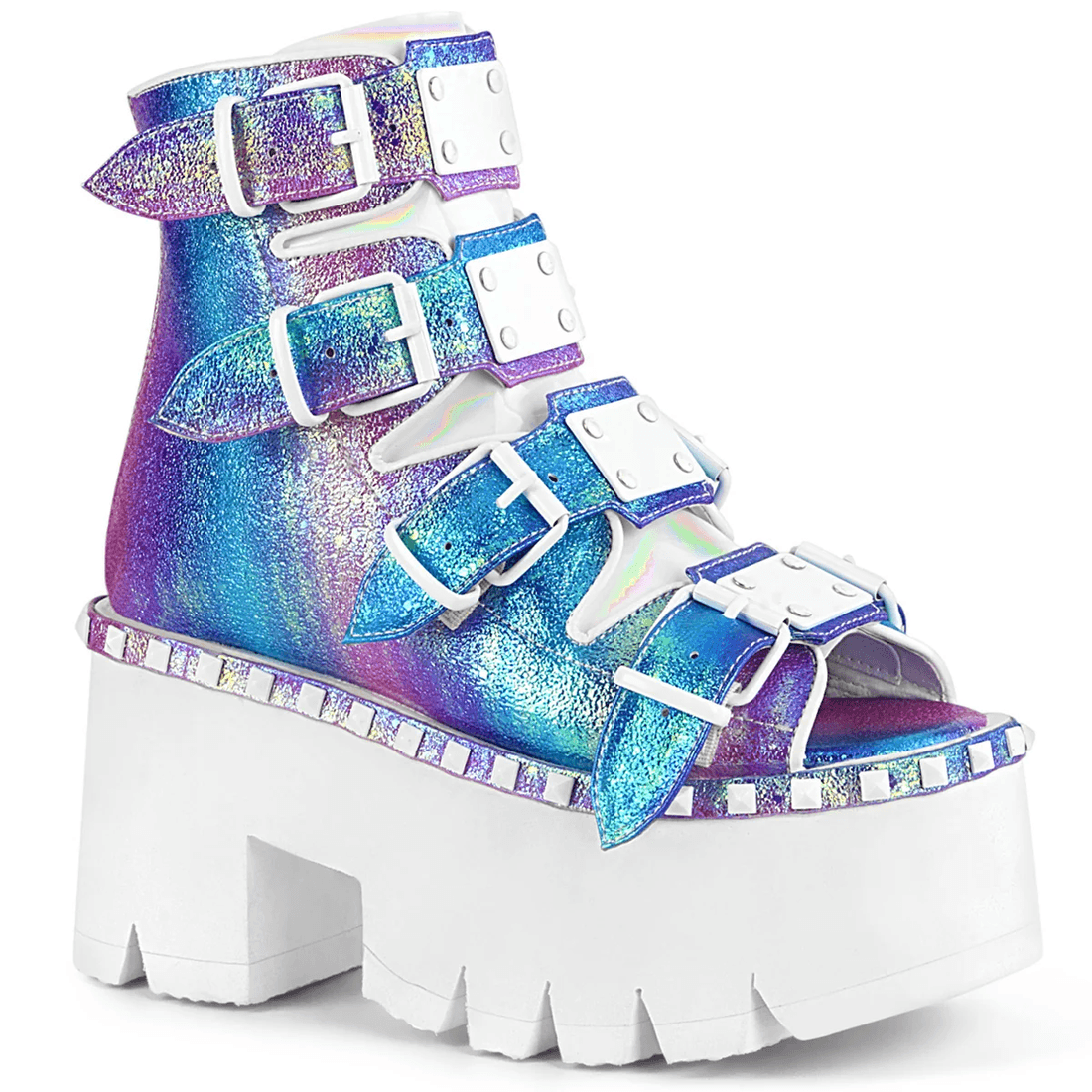 Demonia Cult Ashes-70 Purple Multi Iridescent Vegan Leather