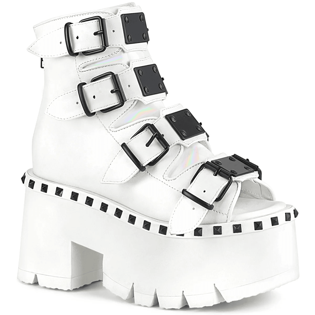 Demonia Cult Ashes-70 White Vegan Leather