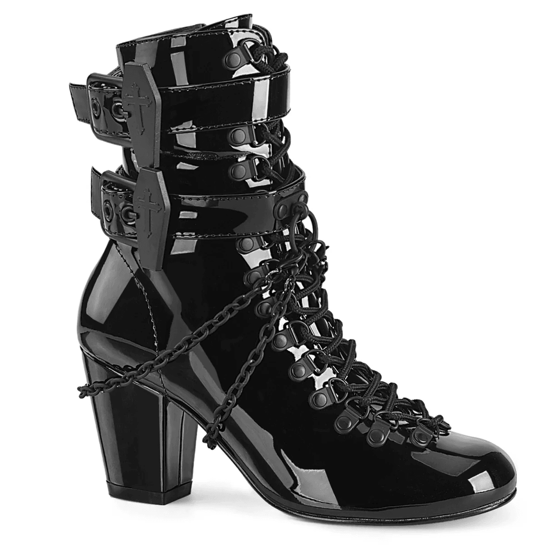 Demonia Cult Vivika-128 Black Patent