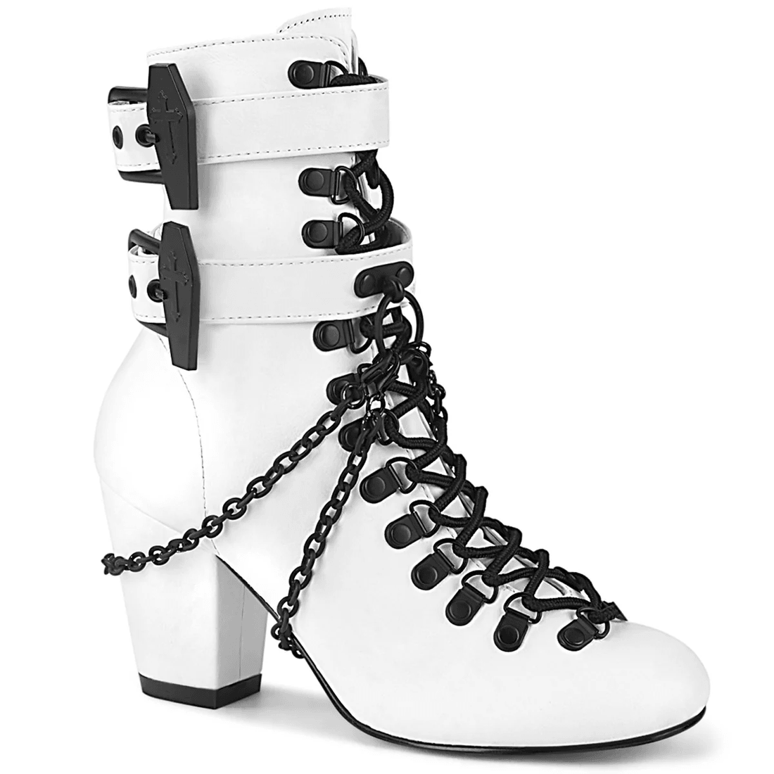 Demonia Cult Vivika-128 White Vegan Leather