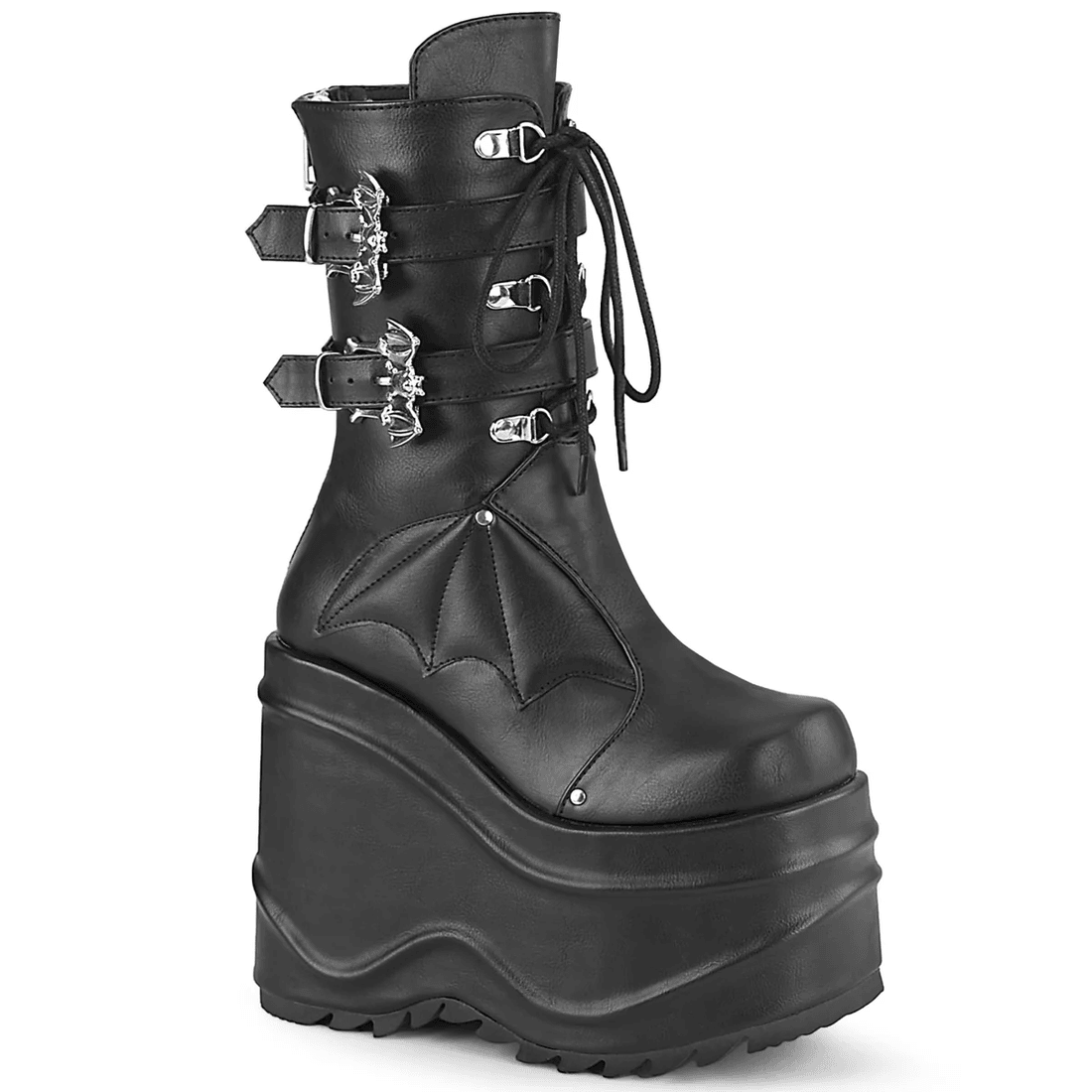 Demonia Cult Wave-150 Black Vegan Leather