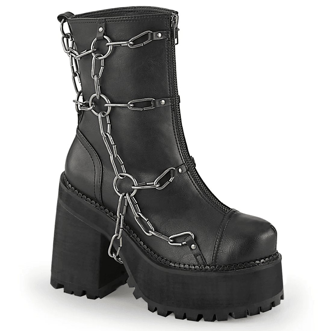 Demonia Cult Assault-66 Black Vegan Leather