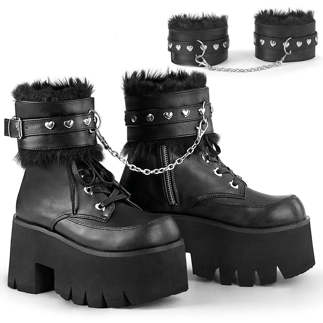 Demonia Cult Ashes-57 Black Vegan Leather