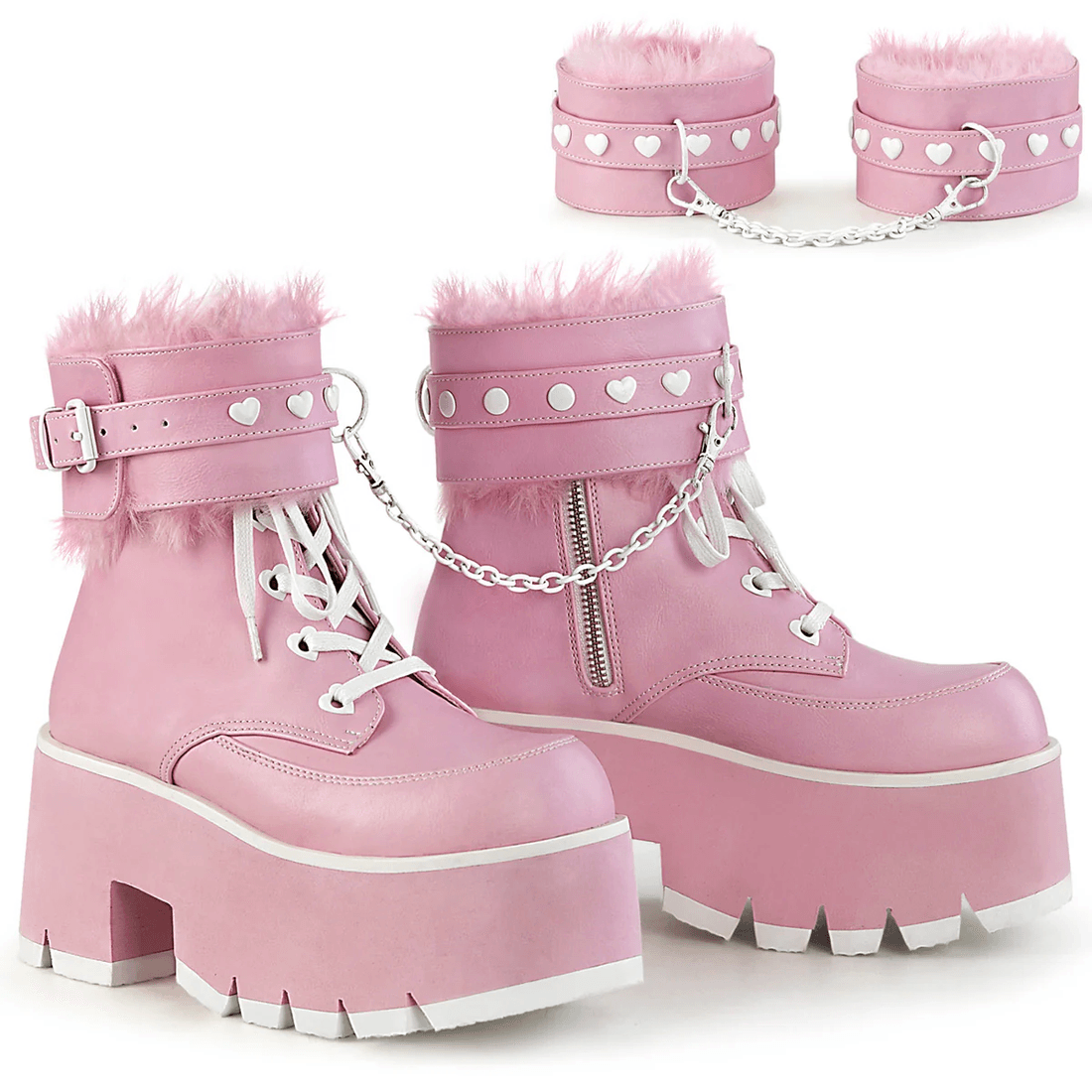 Demonia Cult Ashes-57 Baby Pink Vegan Leather