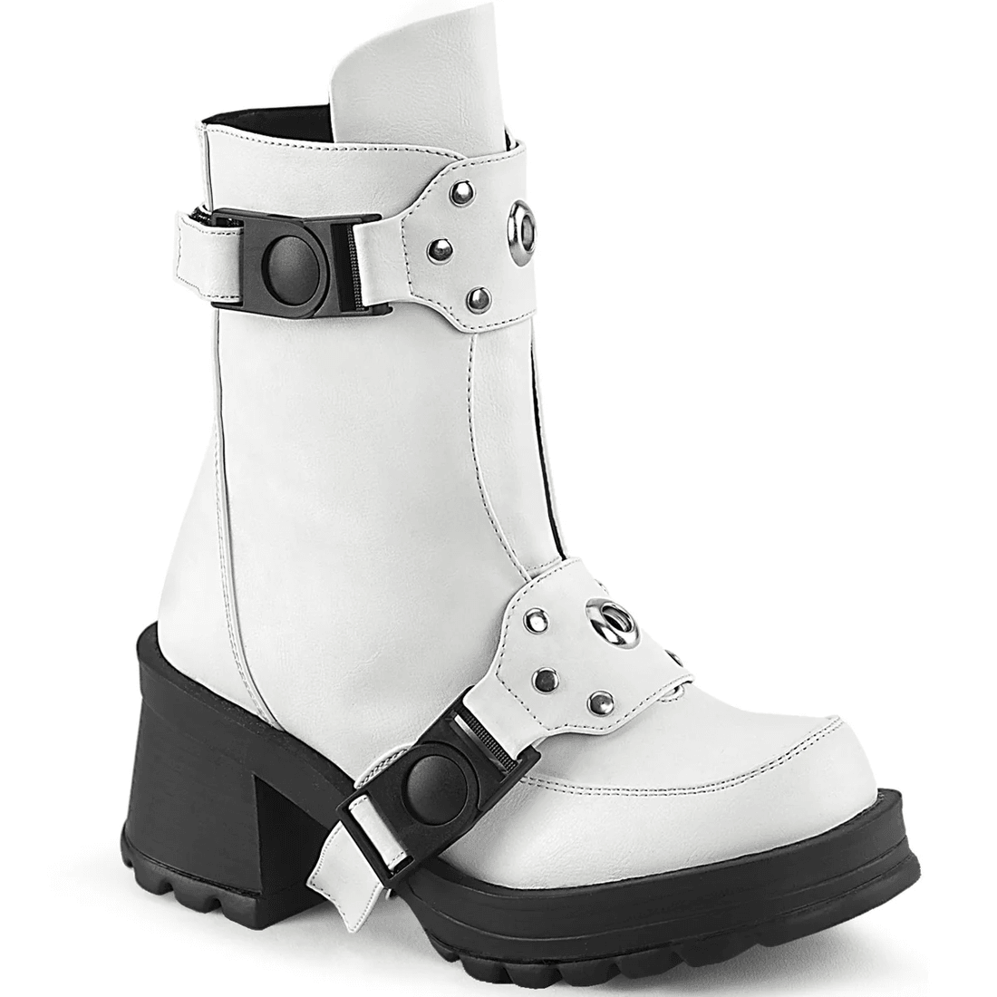 Demonia Cult Bratty-56 White Vegan Leather