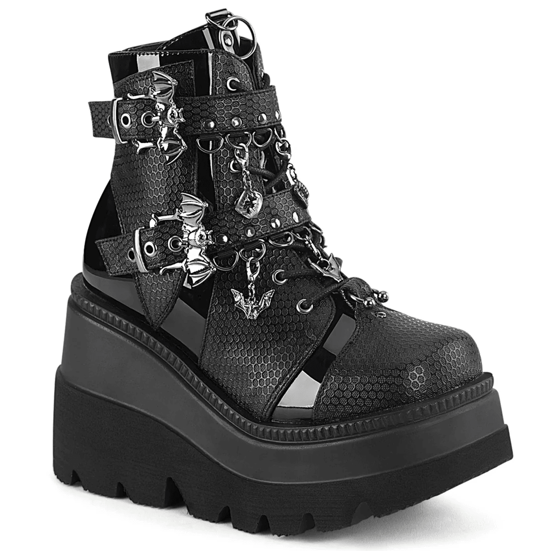 Demonia Cult Shaker-66 Black Vegan Leather