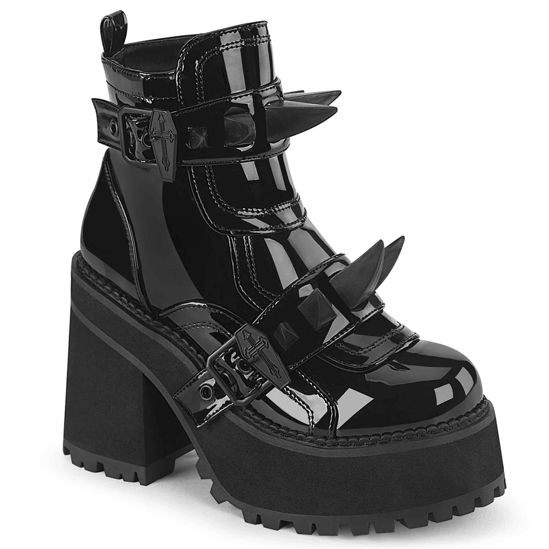 Demonia Cult Assault-72 Black Patent