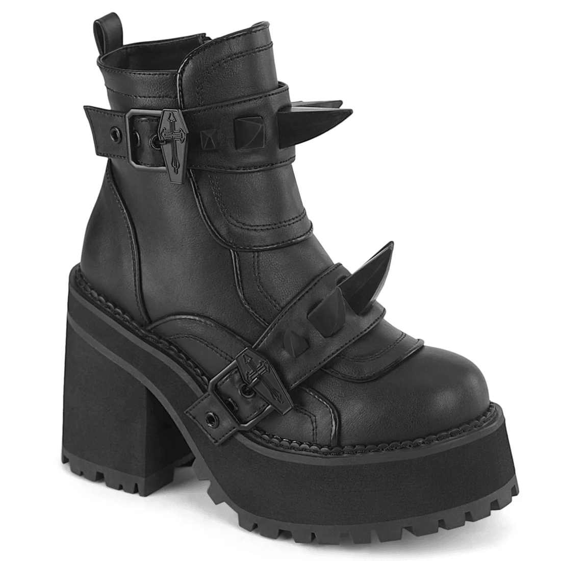 Demonia Cult Assault-72 Black Vegan Leather