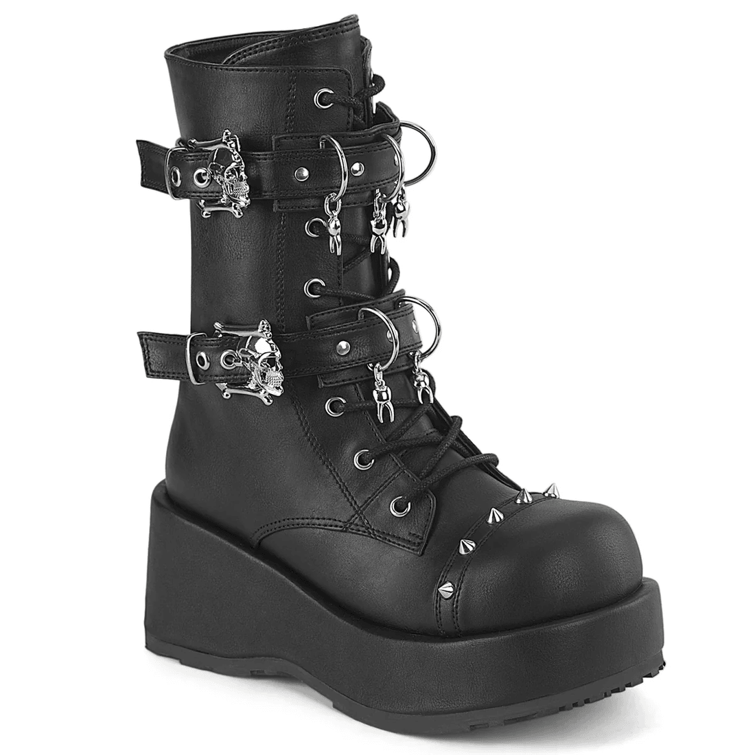Demonia Cult Cubby-54 Schwarzes Veganes Leder