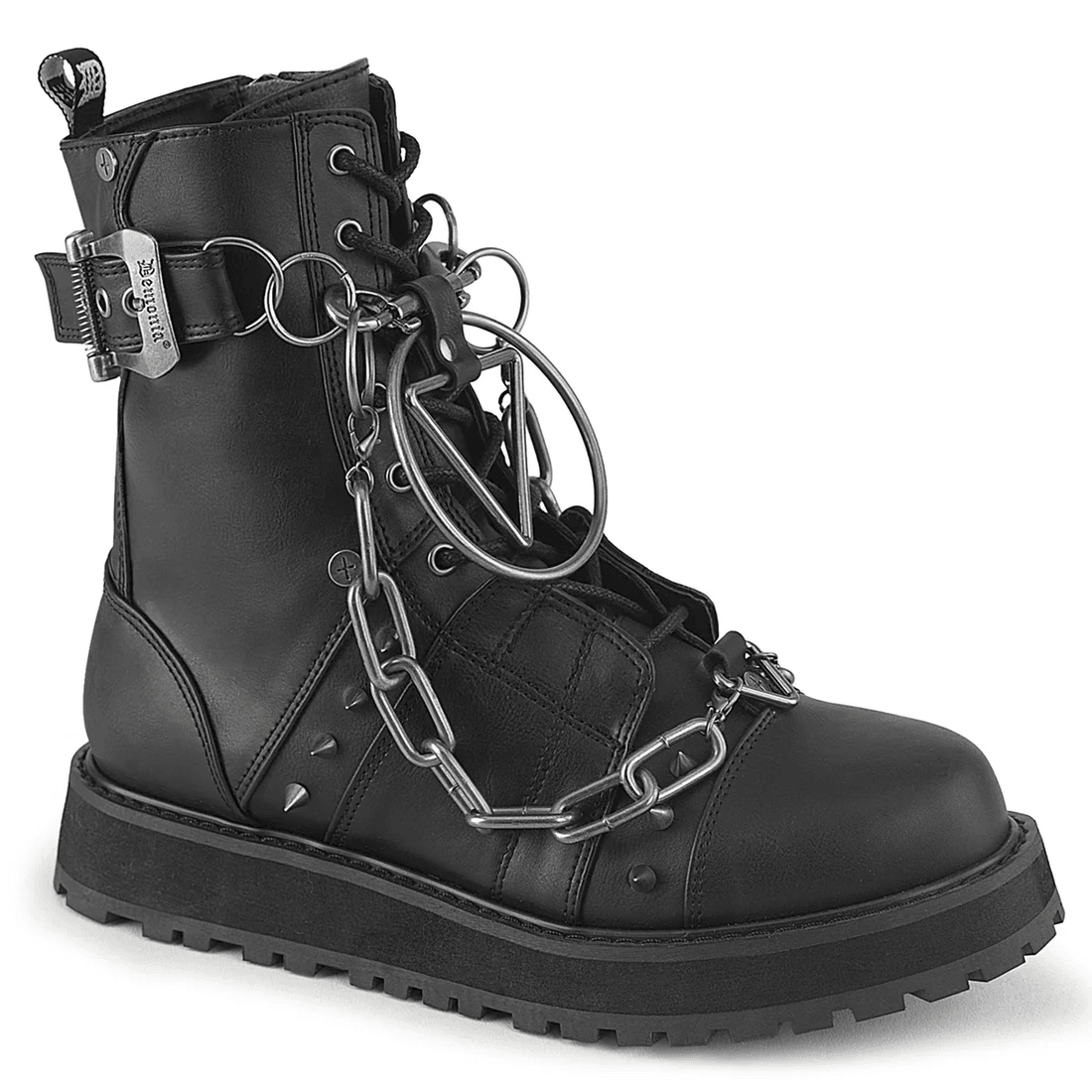 Demonia Cult Valor-204 Cuir Vegan Noir