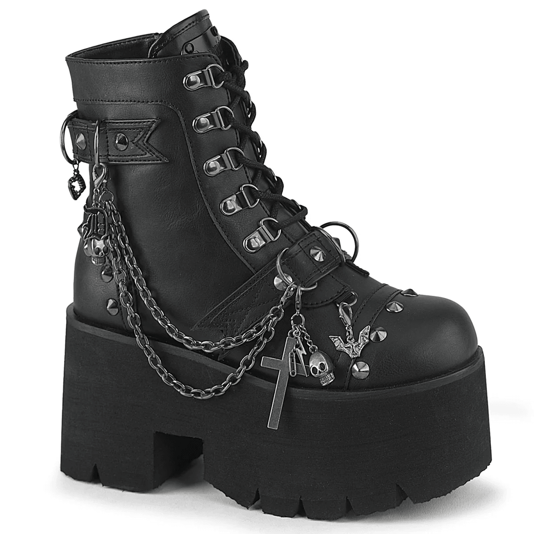 Demonia Cult Ashes-52 Black Vegan Leather