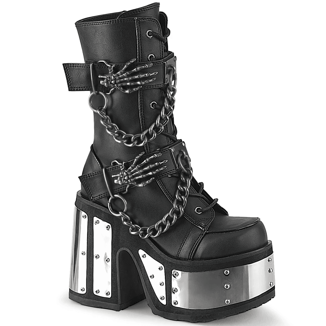 Demonia Cult Camel-120 Black Vegan Leather