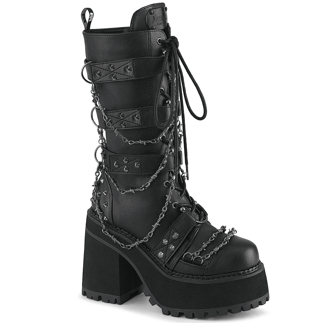 Demonia Cult Assault-117 Black Vegan Leather