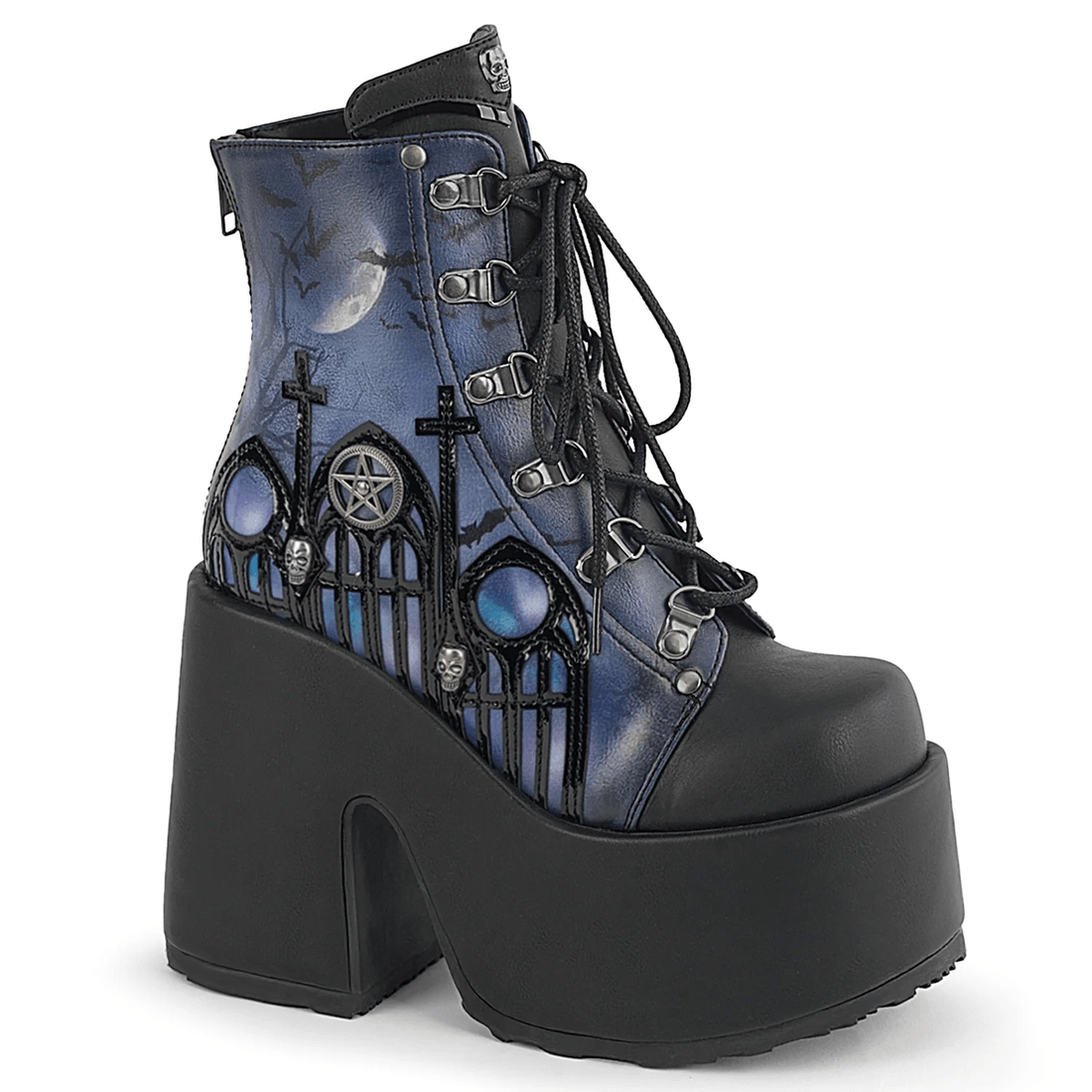 Demonia Cult Camel-203-PT Black Vegan Leather