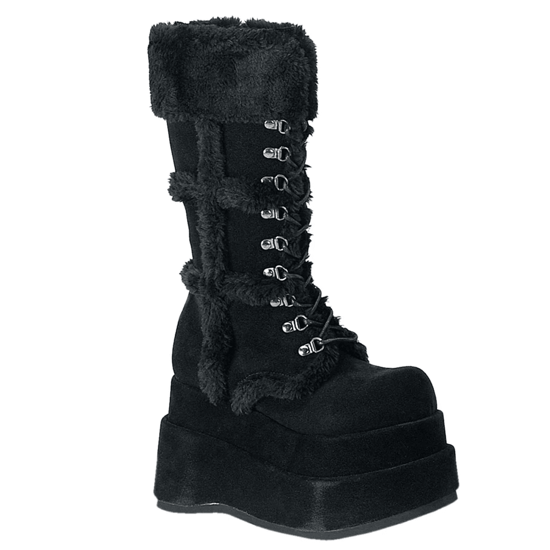 Demonia Cult Bear-202 Black Vegan Suede