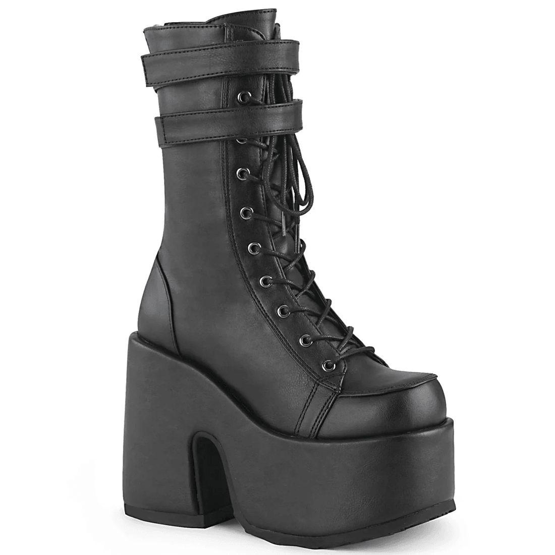 Demonia Cult Camel-250 Black Vegan Leather
