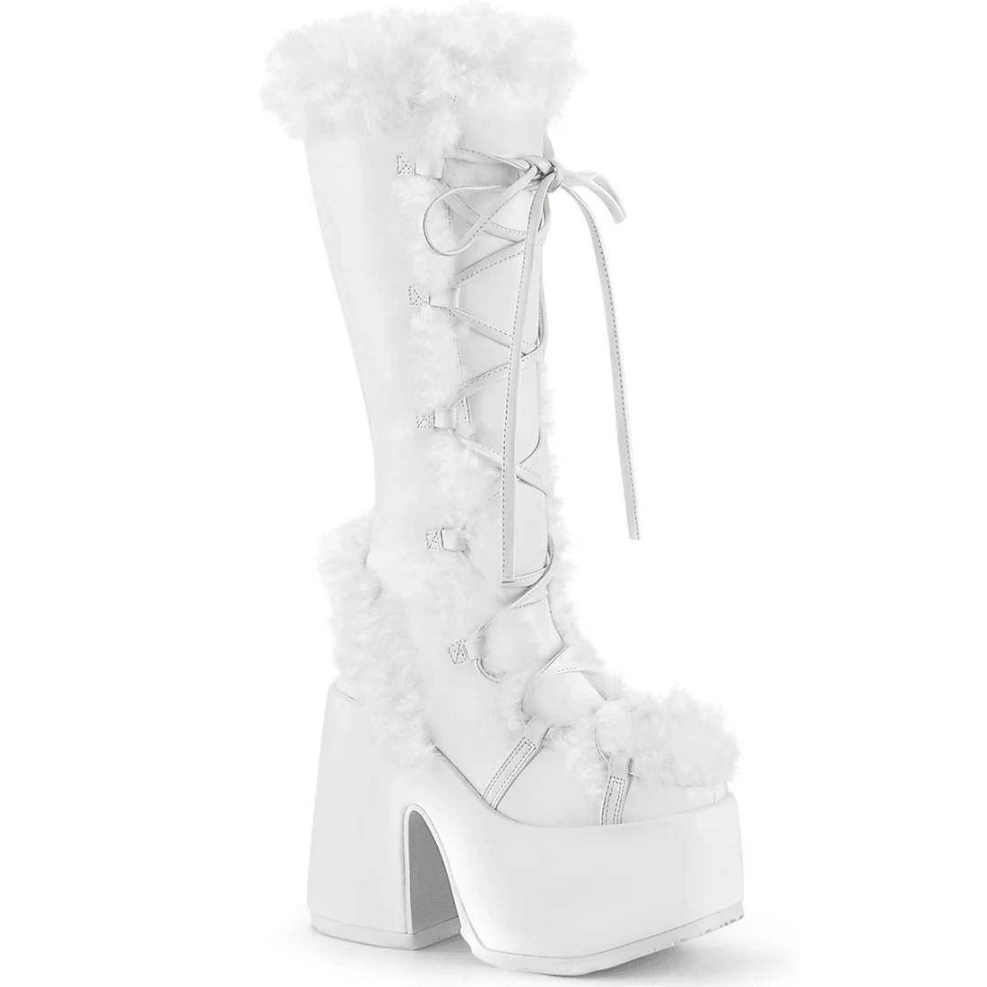 Demonia Cult Camel-311 White Vegan Leather