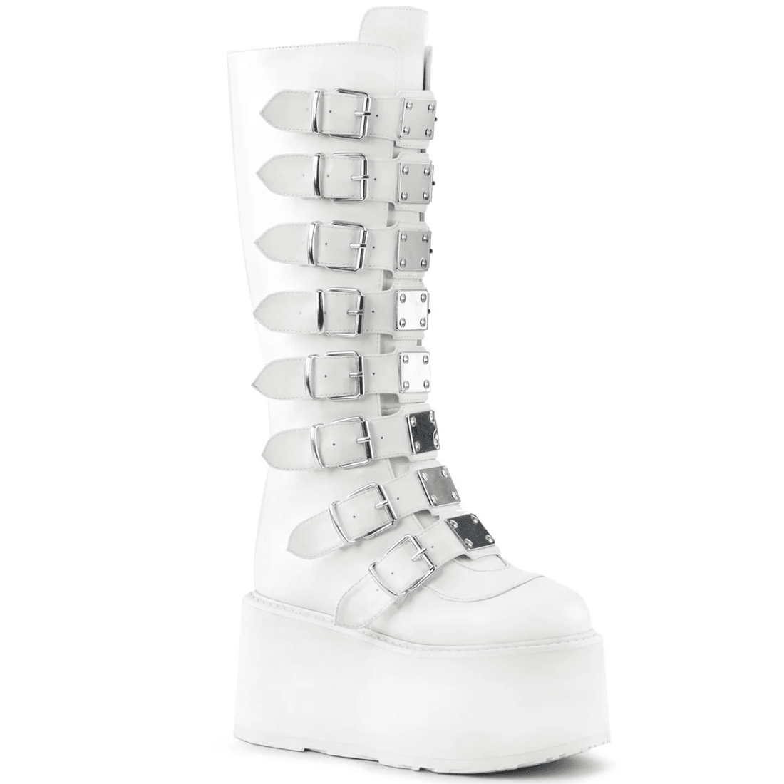 Demonia Cult Damned-318 White Vegan Leather