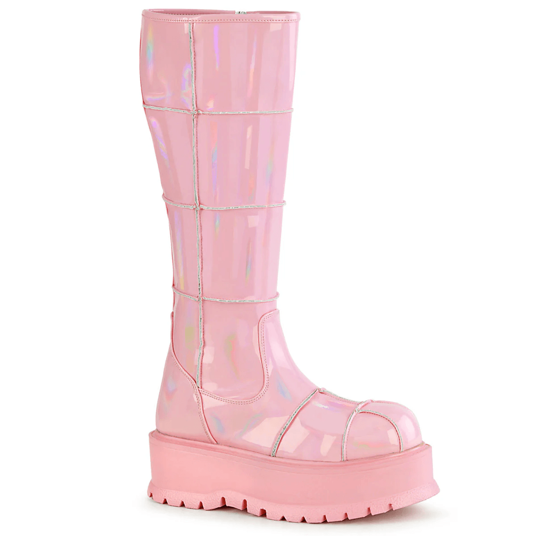 Demonia Cult Slacker-230 Baby Pink Hologram Patent