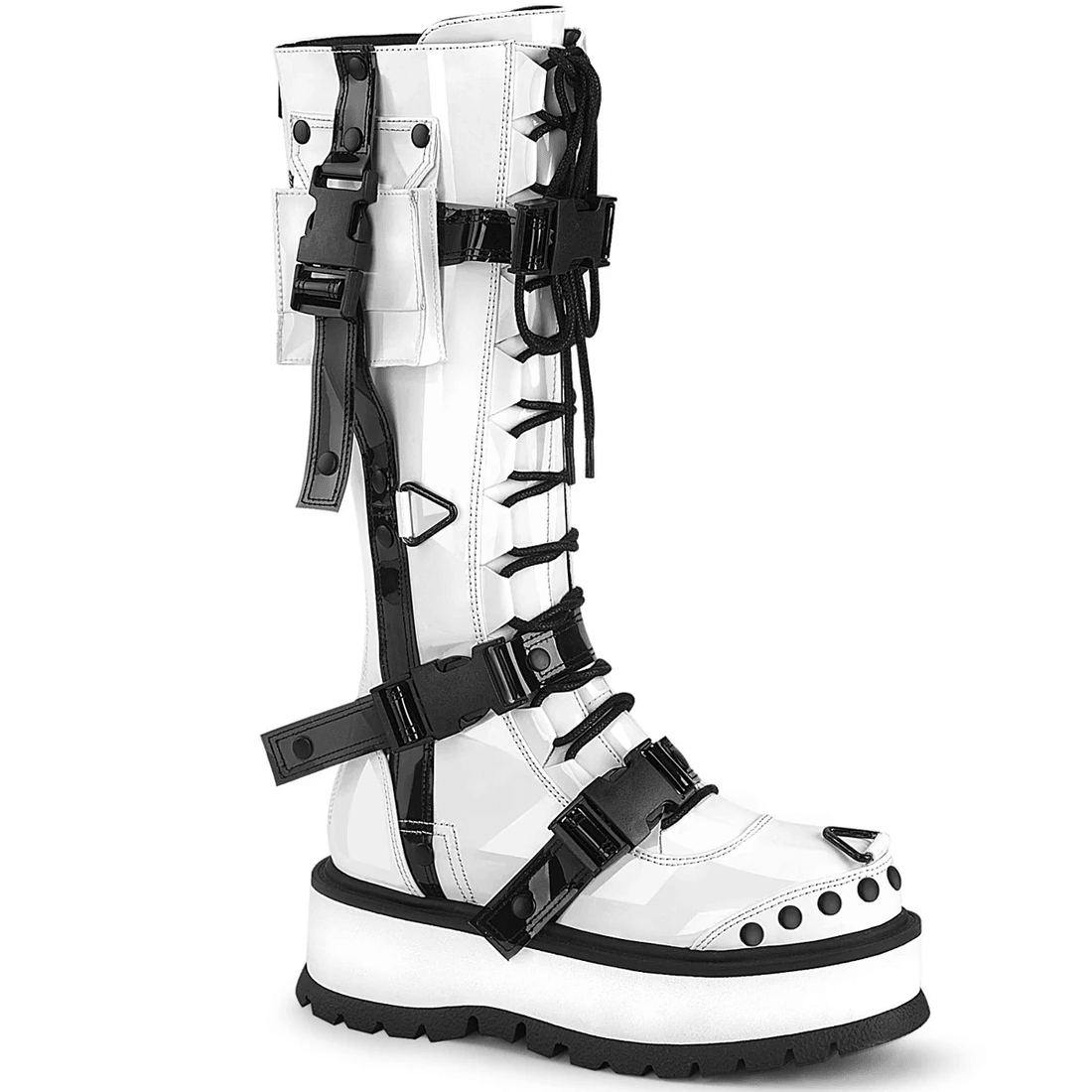 Demonia Cult Slacker-260 White Patent
