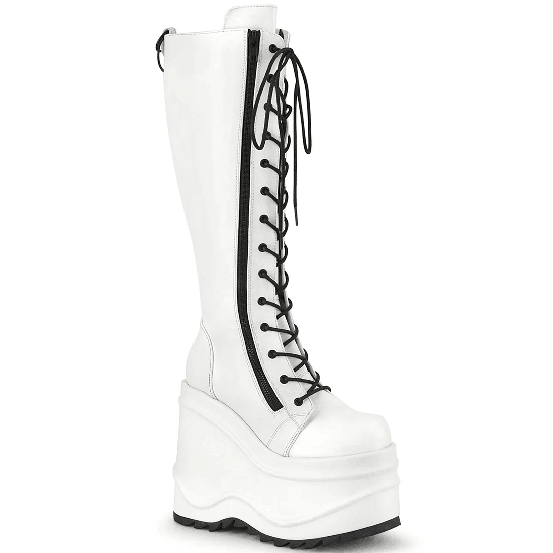 Demonia Cult Wave-200 White Vegan Leather