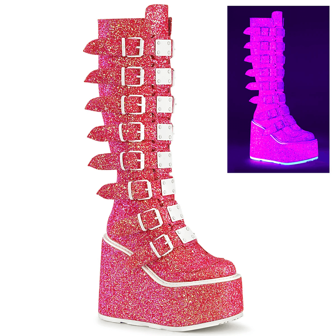 Demonia Cult Swing-815UV Pink Glitter