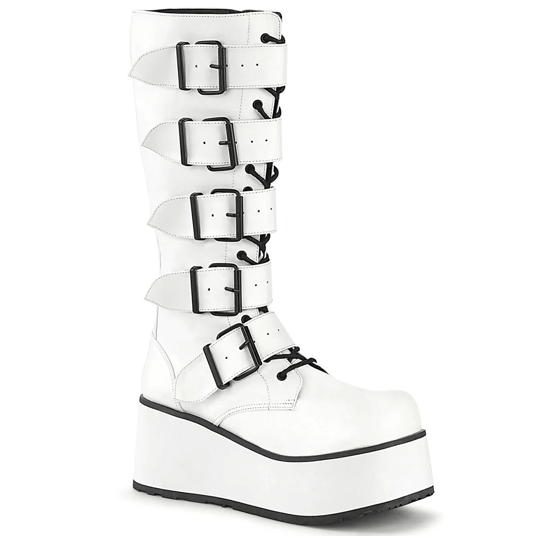 Demonia Cult Trashville-518 White Vegan Leather