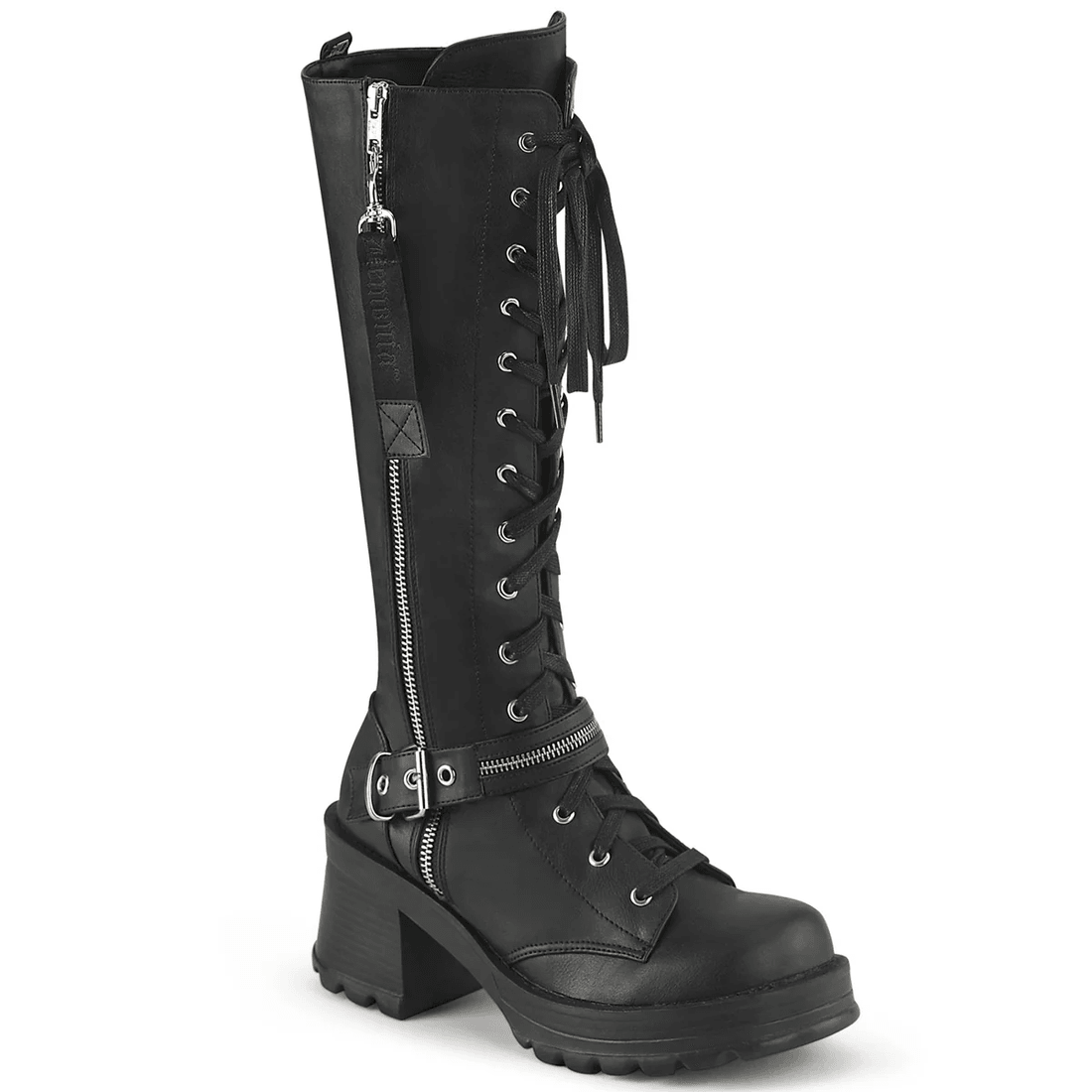 Demonia Cult Bratty-206 Black Vegan Leather