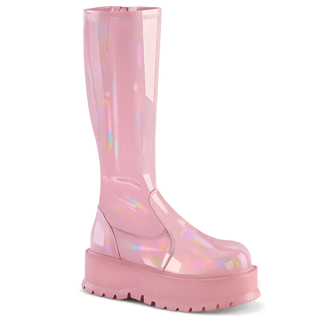 Demonia Cult Slacker-200 Baby Pink Holo Patent