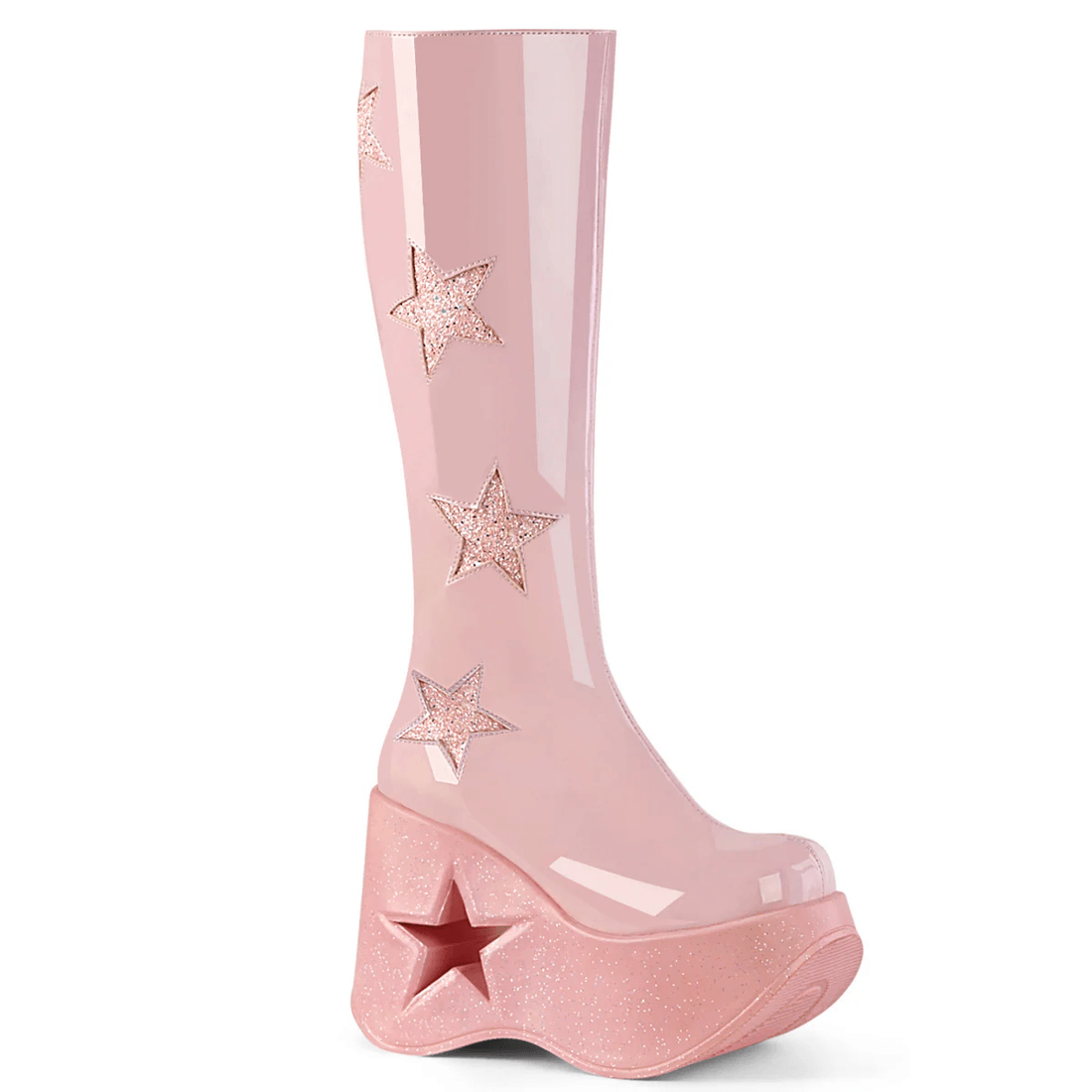 Demonia Cult Dynamite-218 Baby Pink Patent-Baby Pink Multi Gliter