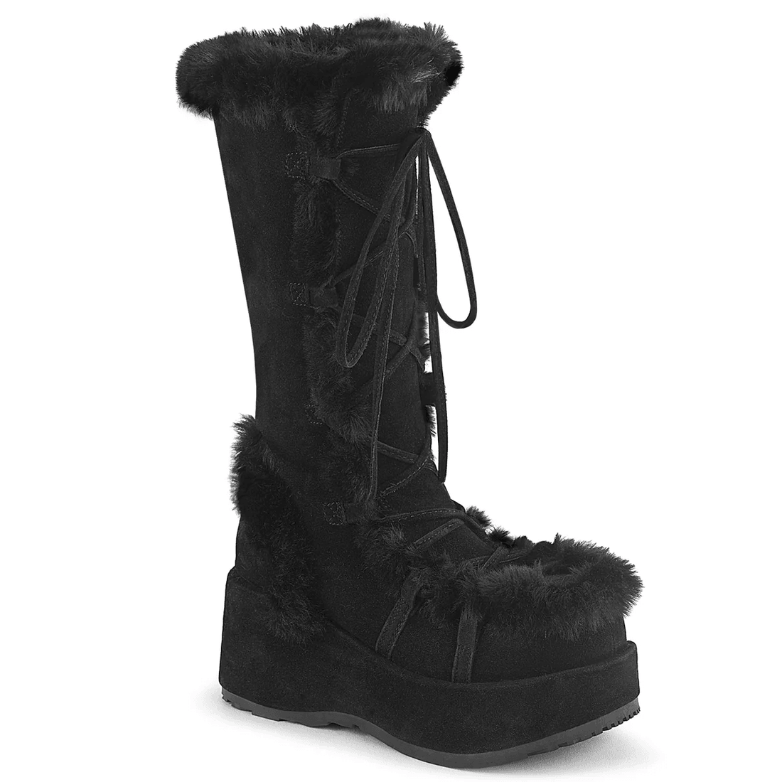 Demonia Cult Cubby-311 Black Vegan Suede