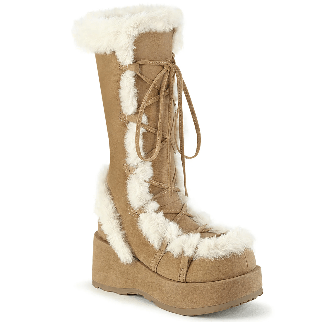 Demonia Cult Cubby-311 Camel Vegan Suede