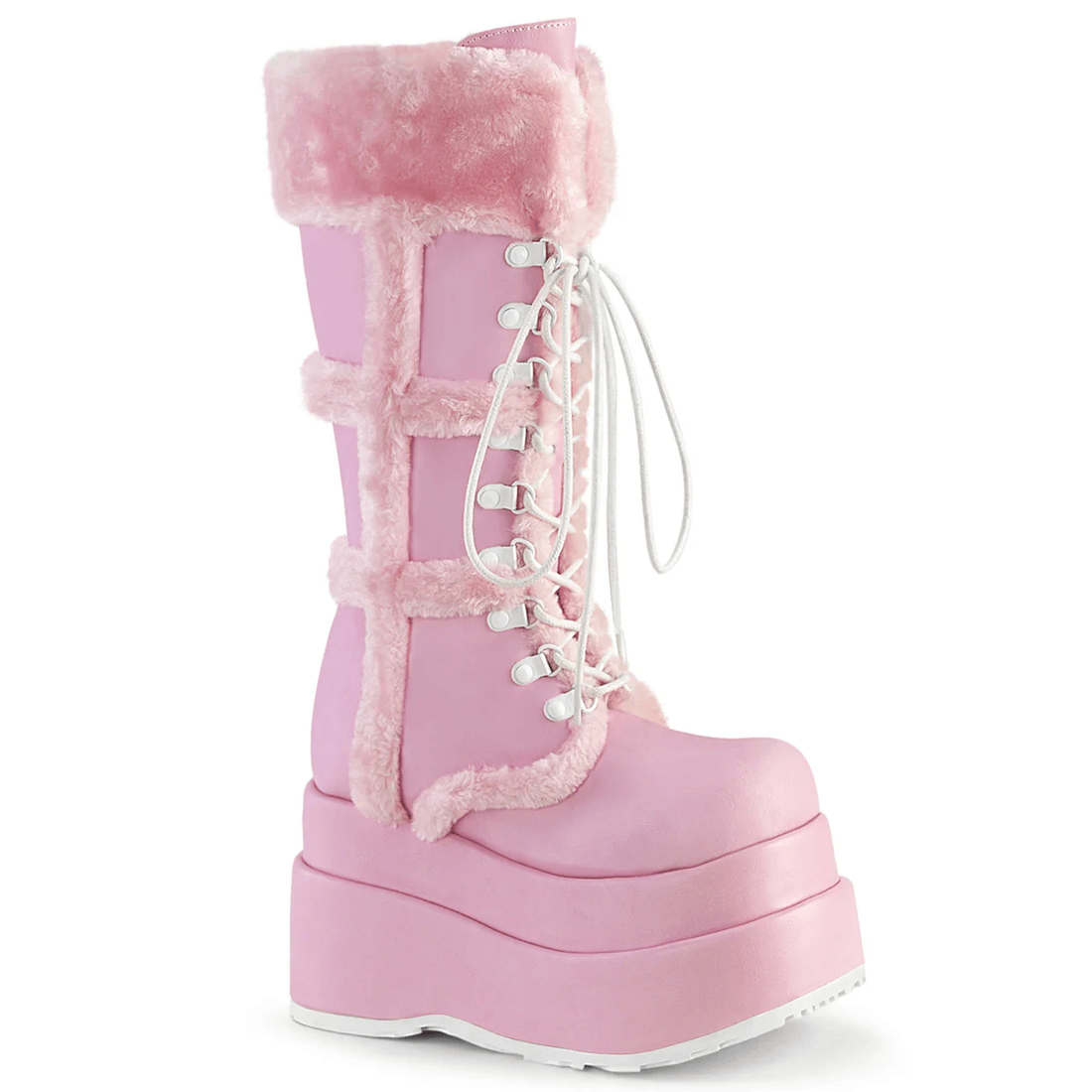 Demonia Cult Bear-202 Baby Pink Vegan Leather