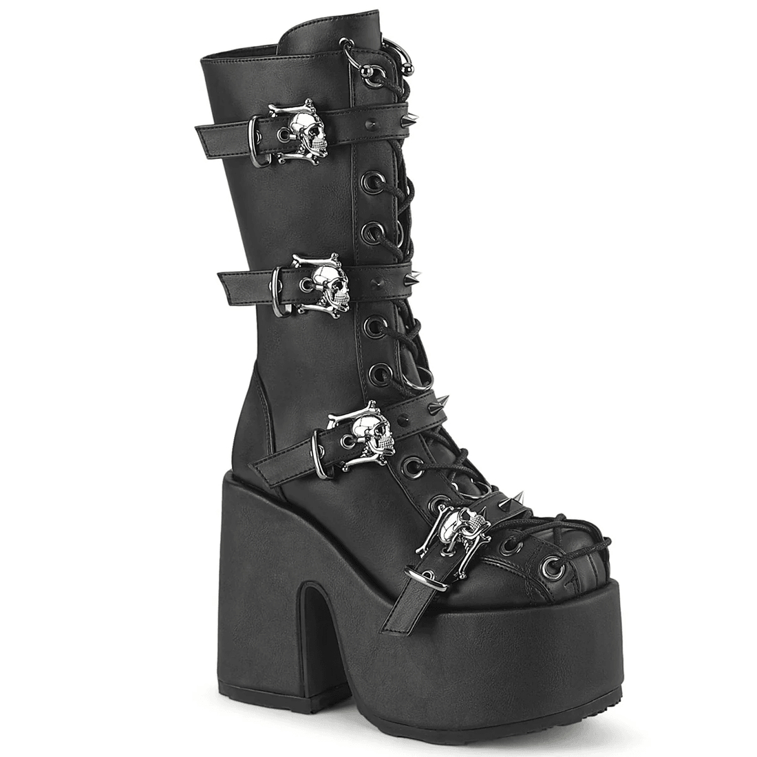 Demonia Cult Camel-115 Black Vegan Leather