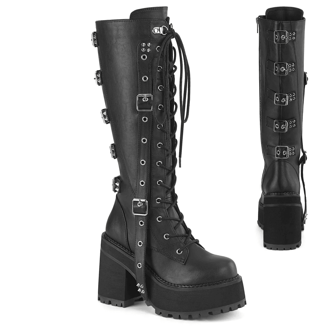 Demonia Cult Assault-218 Black Vegan Leather