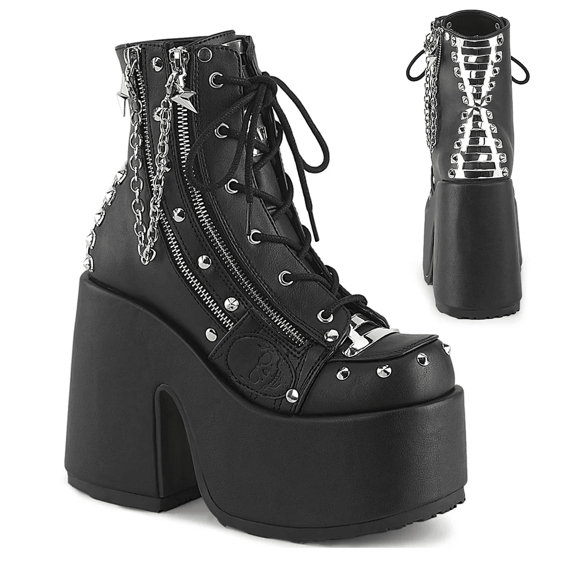 Demonia Cult Camel-208 Black Vegan Leather