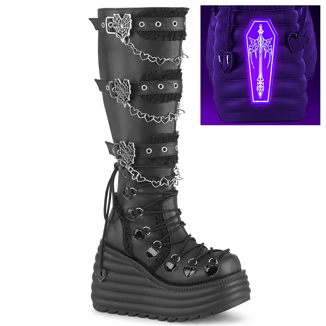 Demonia Cult Morte-215 Black Vegan Leather