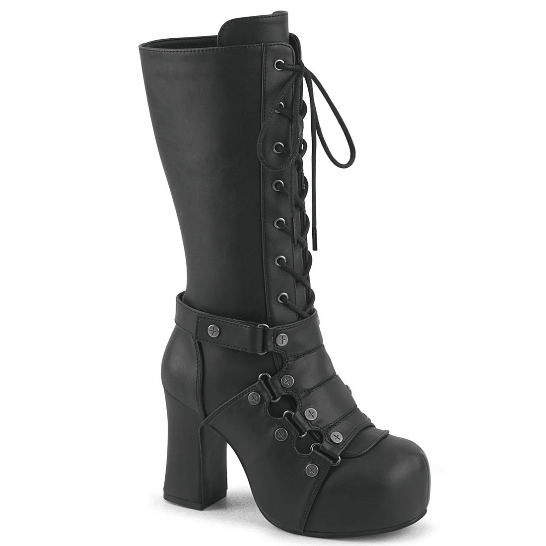 Demonia Cult Gothika-152 Black Vegan Leather