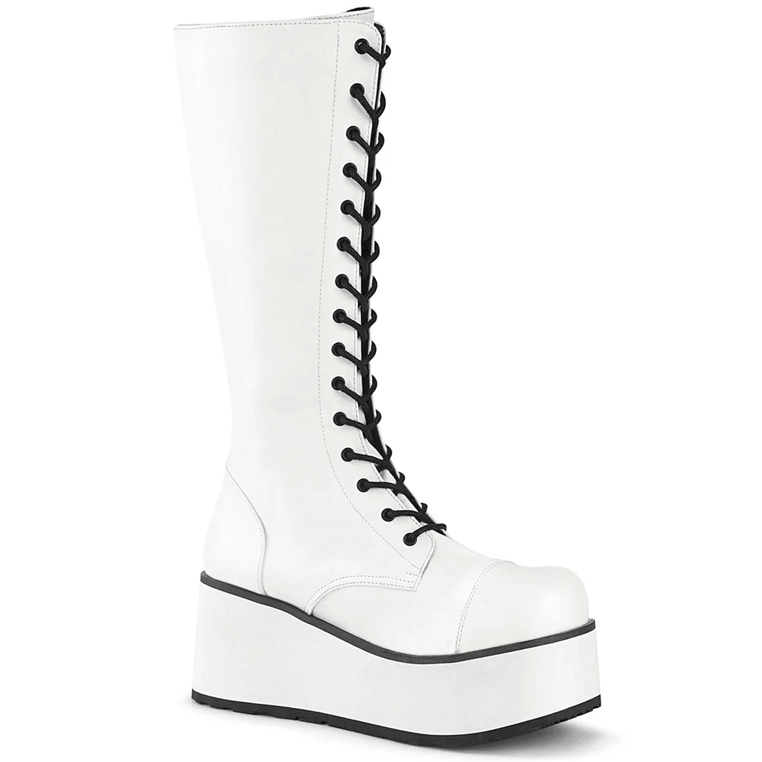 Demonia Cult Trashville-502 White Vegan Leather