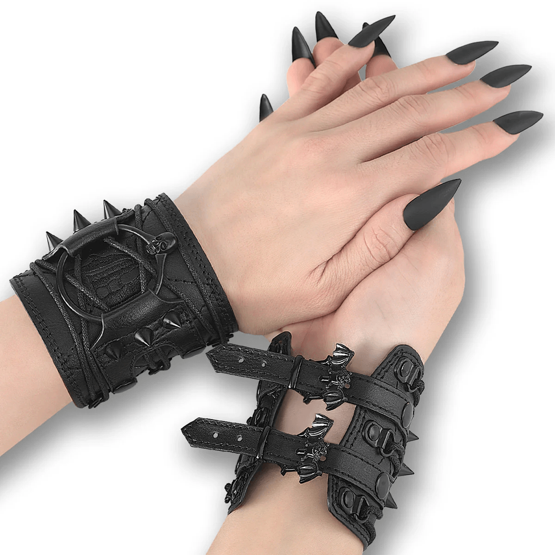Demonia Cult Demonia Spiked Wrist Cuff (Pair) Black