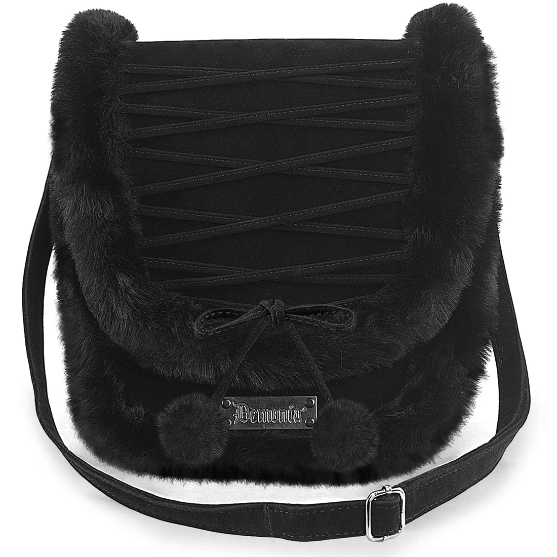 Demonia Cult Demonia Faux Fur Crossbody Bag Black