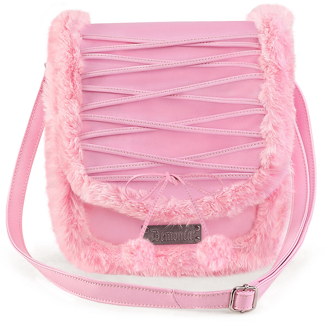 Demonia Cult Demonia Faux Fur Crossbody Bag Baby Pink